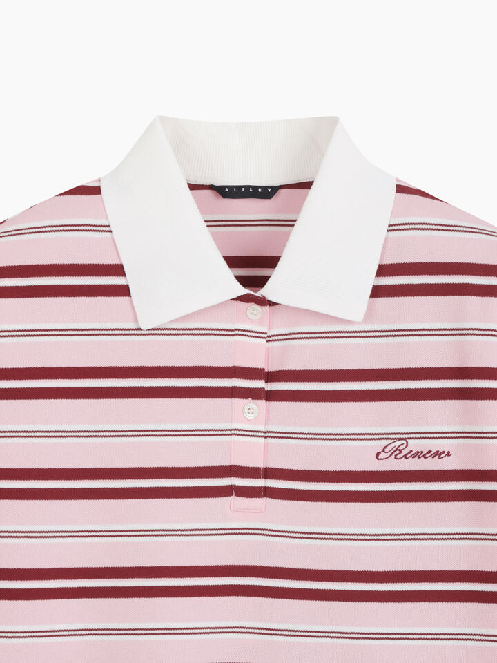 Pink striped polo - null - Pink | Sisley K image number 3